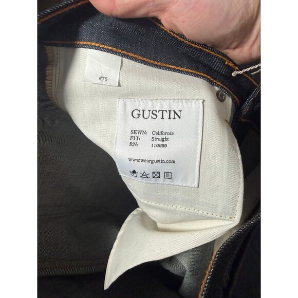 Gustin Selvedge Denim Straight Leg Jeans Dark Wash Fits Size 32 Excellent NWOT - Picture 9 of 16